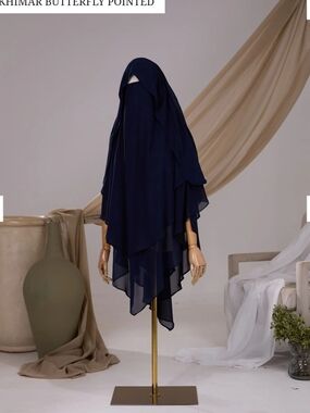 Navy Blue Layered Khimar Niqab